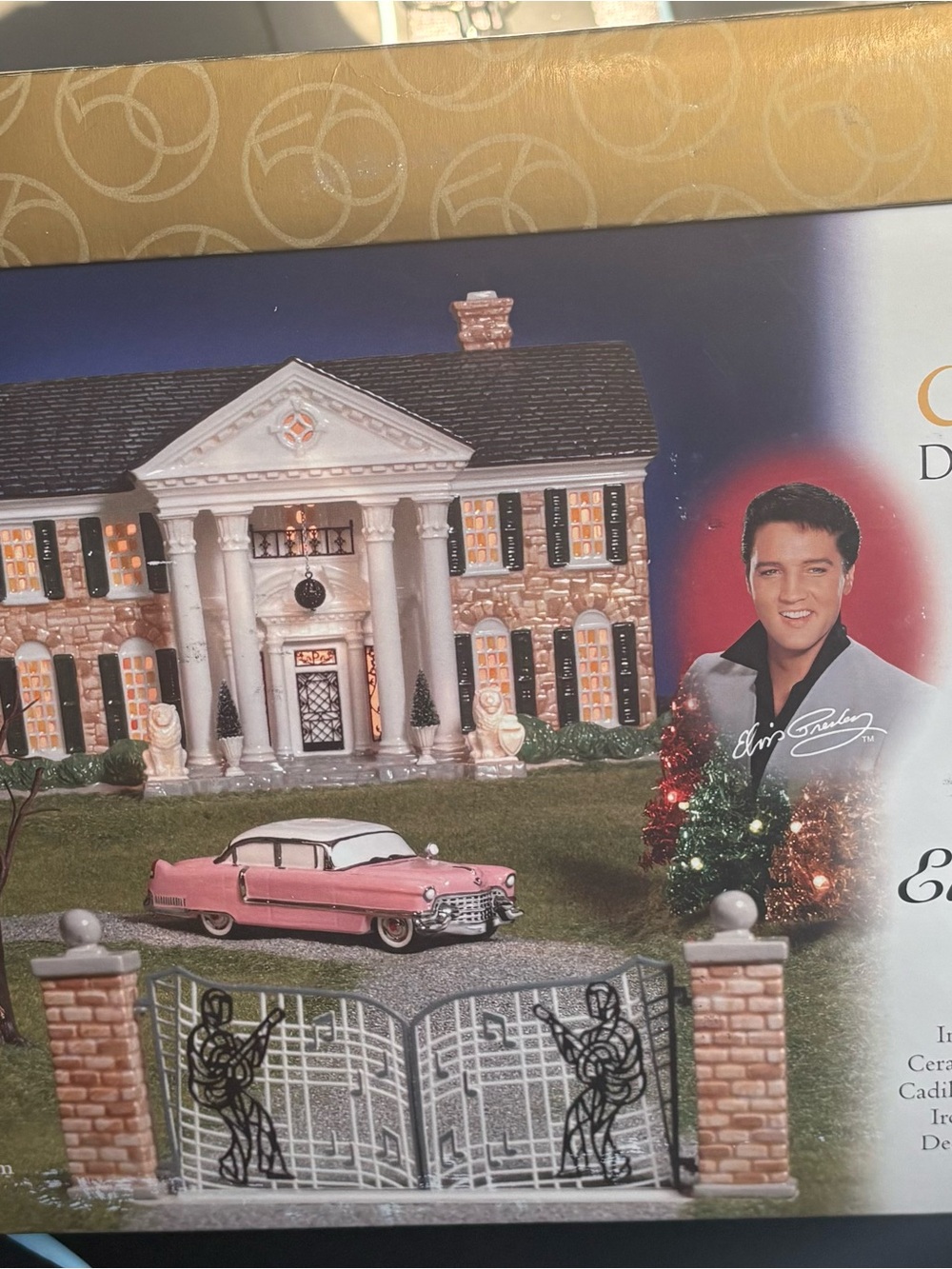 Department 56 Pink and White Elvis Cadillac Holiday Collectible
